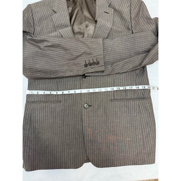 Vintage Y2K Express Design Studio Pinstripe Blazer Men Brown Vented Back 40R - Picture 4 of 12